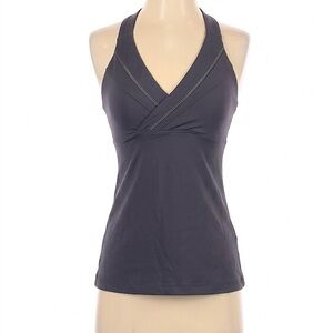 Lululemon Athletica Raceback Tank Grey Black V-Neck Sleeveless Top Size 10